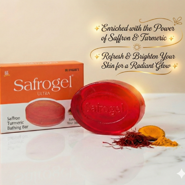 Safrogel Ayurvedic Soap with Saffron & Turmeric – Natural Glow, Pure Nourishment ( Pack of 3 )