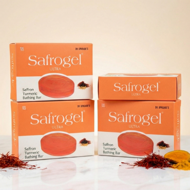 Safrogel Soap | Saffron & Turmeric Soap | Ayurvedic Skin Brightening Soap (Pack of 4)